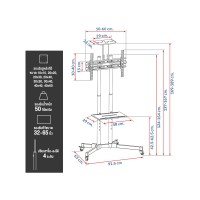 BDEE ขาตั้งทีวีพร้อมชั้นวาง รุ่น S9 ขนาด 32-65 นิ้ว