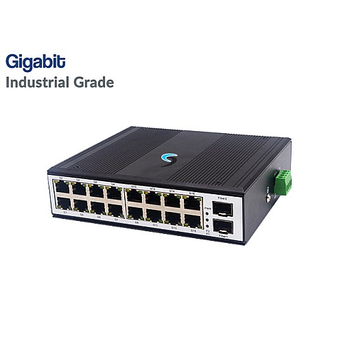 Gigabit Industrial Switch 16 Port + 2 SFP Uplink
