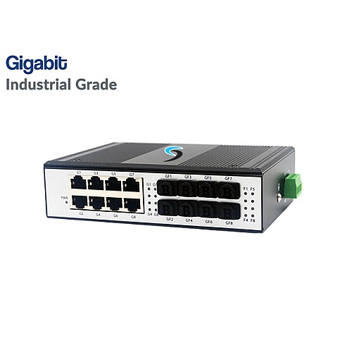 Gigabit Industrial Switch 8 LAN + 8 SFP Port