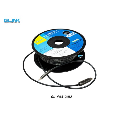 GLINK สาย HDMI ไฟเบอร์ออฟติก 4K@60Hz ยาว 20 เมตร GLINK สาย HDMI ไฟเบอร์ออฟติก 4K@60Hz ยาว 20 เมตร