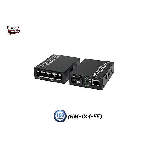 Media Converter 1X4 Port 10/100 BIDI 20KM