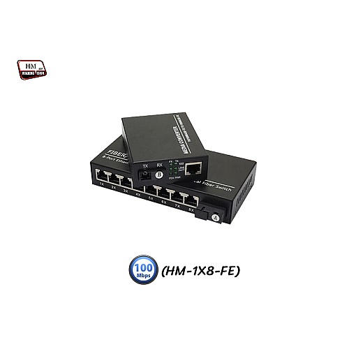 Media Converter 1X8 Port 10/100 BIDI 20KM