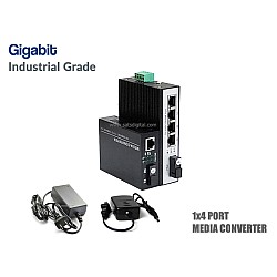 Gigabit IND Media 1X4 Port SM BIDI 20KM
