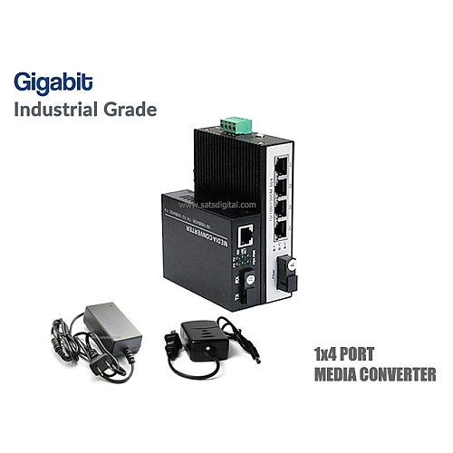 Gigabit IND Media 1X4 Port SM BIDI 20KM