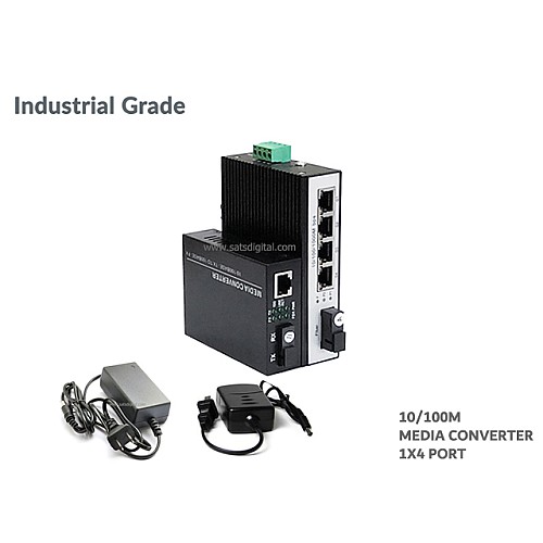 Industrial Media 10/100 1X4 Port SM BIDI 20KM