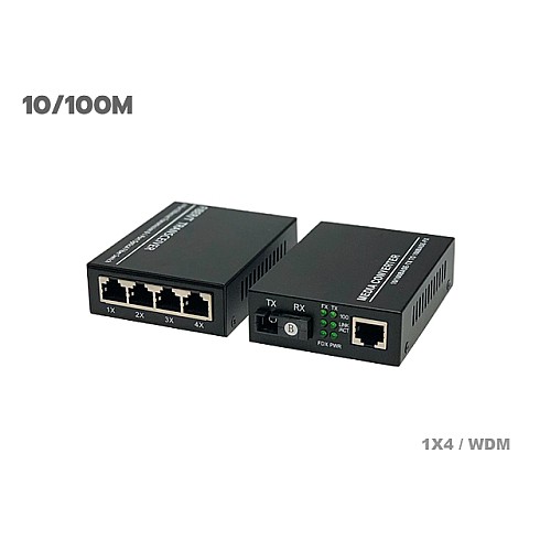 Media Converter 1X4 Port 10/100Mbps BIDI 20KM