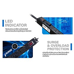 ปลั๊กไฟ 6 ช่อง สำหรับตู้แร็ค GLINK รุ่น GPDU-08K-5M