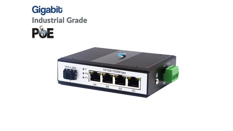 Industrial POE Switch 4-Port Gigabit + 1-Port SFP