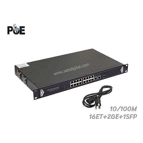 PoE Switch 16 Port 10/100 + 2GE + 1 SFP Uplink (Rack)