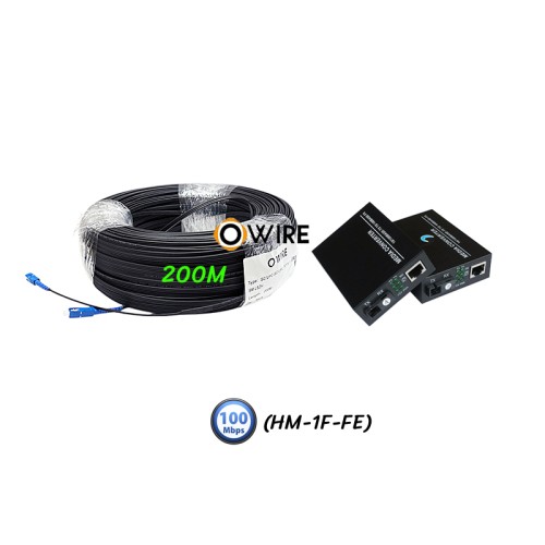 สายไฟเบอร์ออฟติก 1 Core 200 เมตร + Media BIDI 10/100