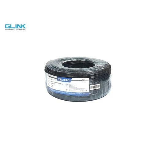 สาย RG6 พร้อมสายไฟ GLINK ชีลด์ 95% (100M)
