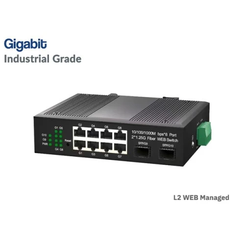 L2 Managed Gigabit IND Switch 8 Port + 2 SFP Uplink