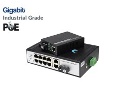 Gigabit Industrial Fiber PoE Switch 1X8 Port 20KM