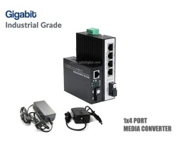Gigabit IND Media 1X4 Port SM BIDI 20KM