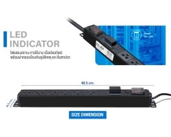 ปลั๊กไฟ 6 ช่อง สำหรับตู้แร็ค GLINK รุ่น GPDU-08K-5M